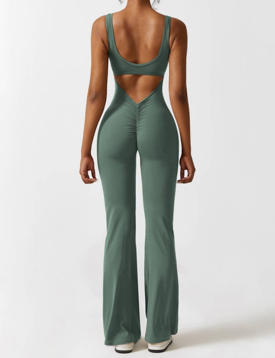 YONCE™ | Ausgestellter Jumpsuit mit V-Rücken