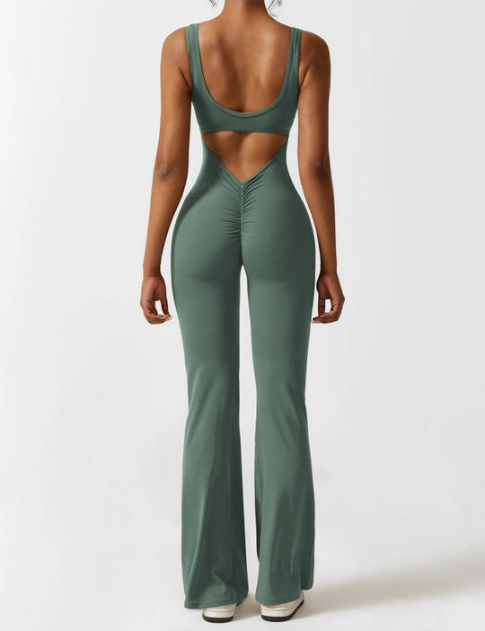 YONCE™ | Ausgestellter Jumpsuit mit V-Rücken
