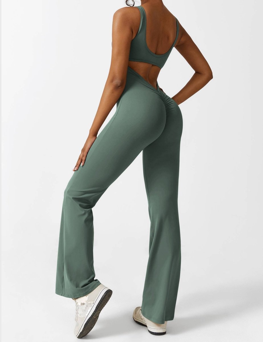 YONCE™ | Ausgestellter Jumpsuit mit V-Rücken
