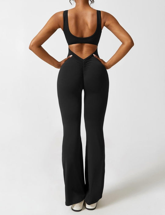 YONCE™ | Ausgestellter Jumpsuit mit V-Rücken