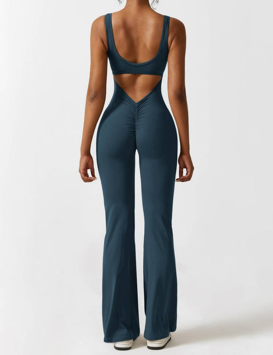 YONCE™ | Ausgestellter Jumpsuit mit V-Rücken