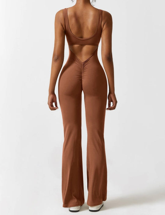 YONCE™ | Ausgestellter Jumpsuit mit V-Rücken
