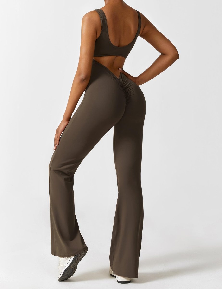 YONCE™ | Ausgestellter Jumpsuit mit V-Rücken