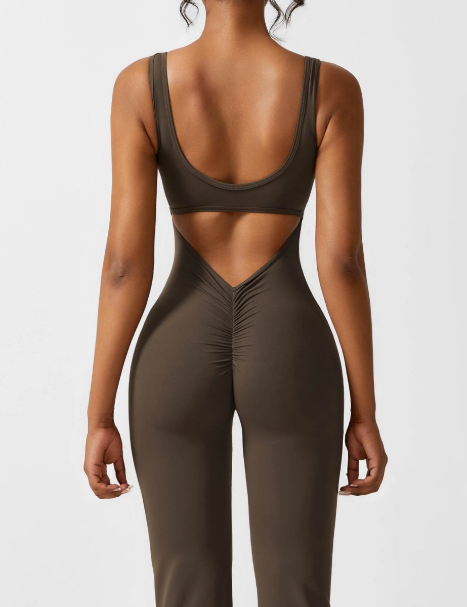 YONCE™ | Ausgestellter Jumpsuit mit V-Rücken