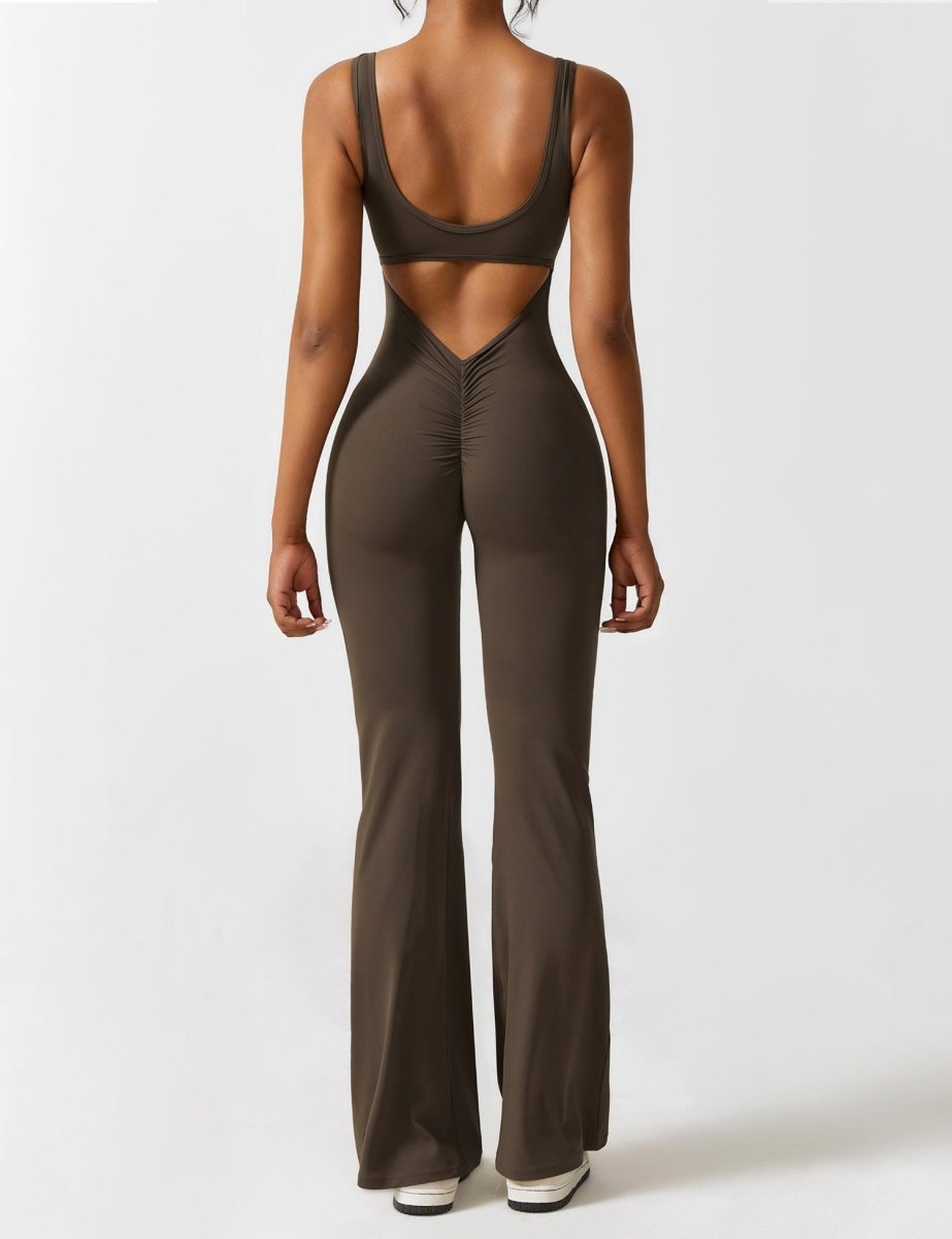 YONCE™ | Ausgestellter Jumpsuit mit V-Rücken