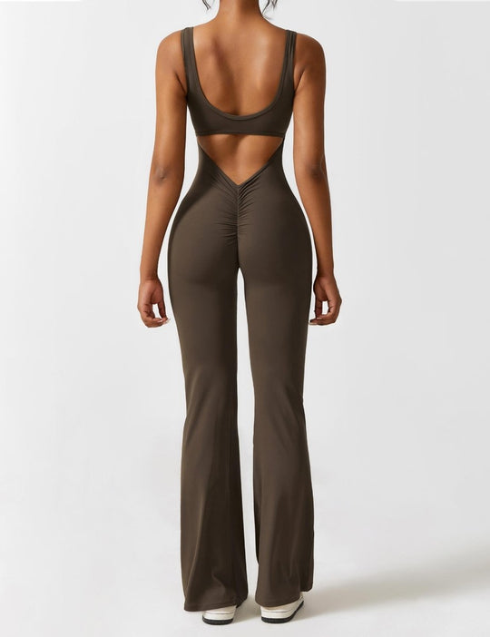 YONCE™ | Ausgestellter Jumpsuit mit V-Rücken