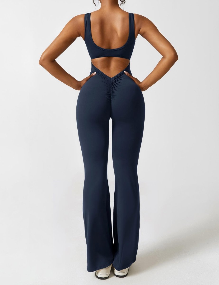 YONCE™ | Ausgestellter Jumpsuit mit V-Rücken