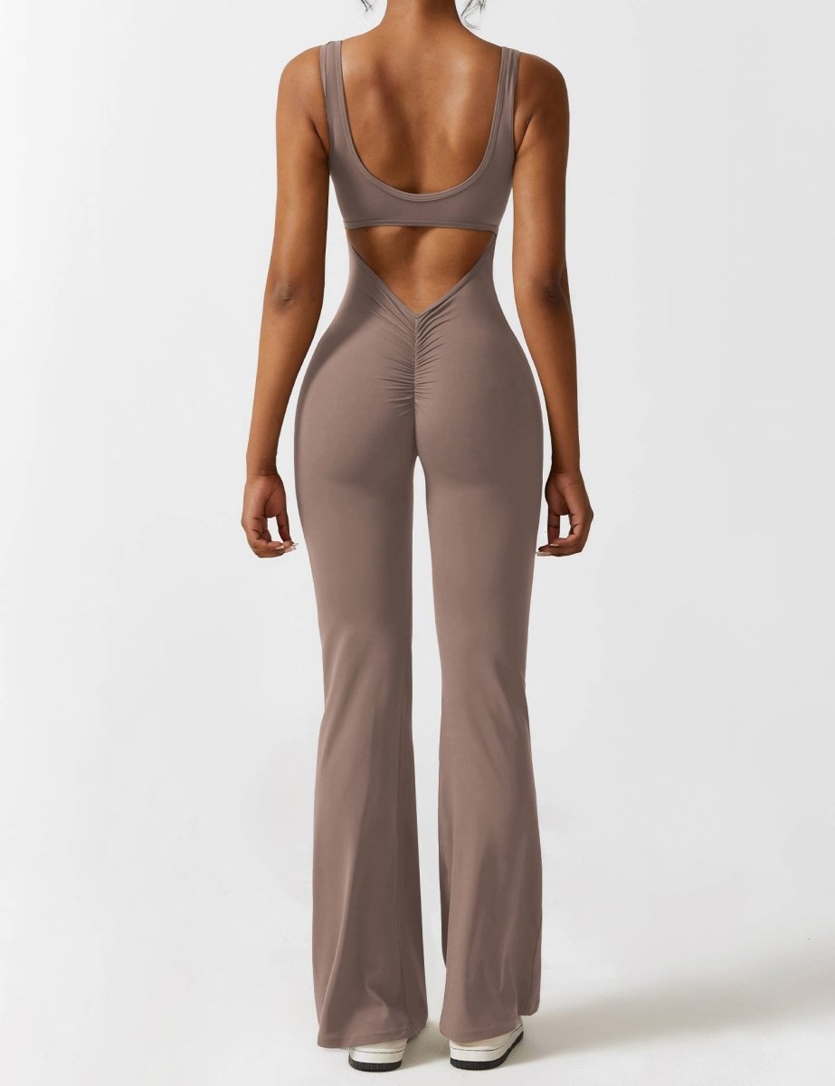 YONCE™ | Ausgestellter Jumpsuit mit V-Rücken