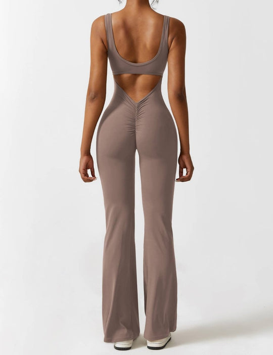 YONCE™ | Ausgestellter Jumpsuit mit V-Rücken