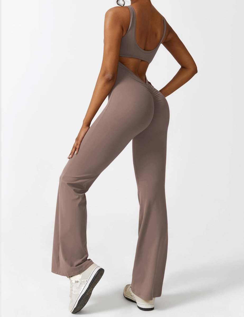 YONCE™ | Ausgestellter Jumpsuit mit V-Rücken