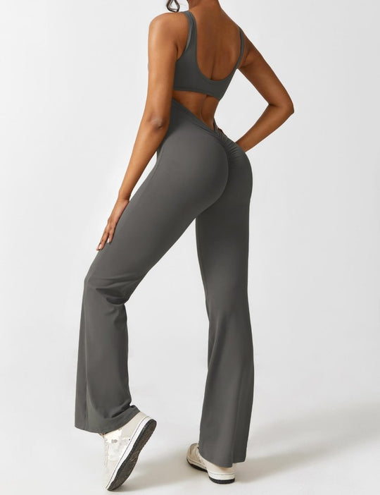 YONCE™ | Ausgestellter Jumpsuit mit V-Rücken