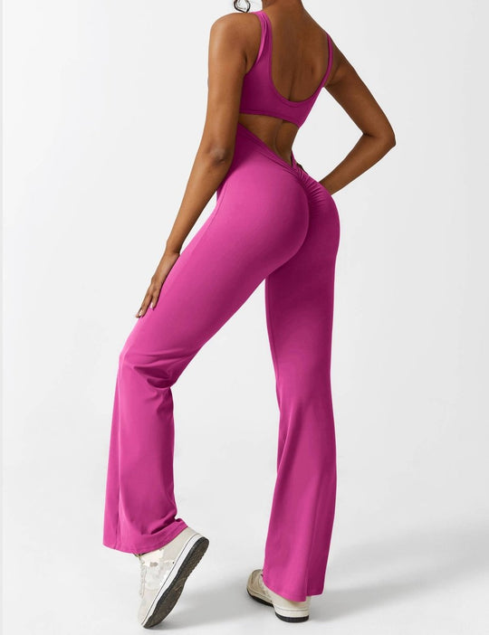 YONCE™ | Ausgestellter Jumpsuit mit V-Rücken