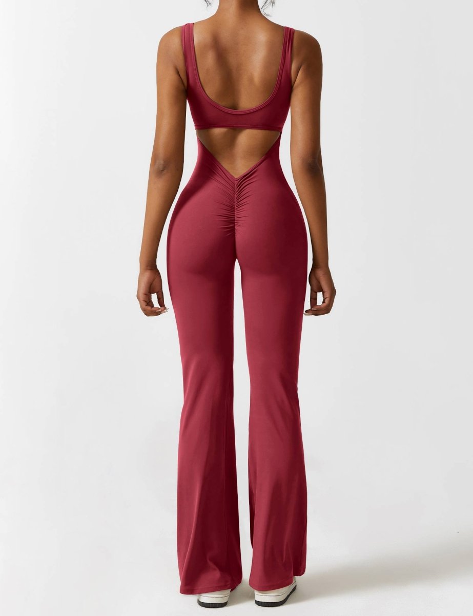 YONCE™ | Ausgestellter Jumpsuit mit V-Rücken