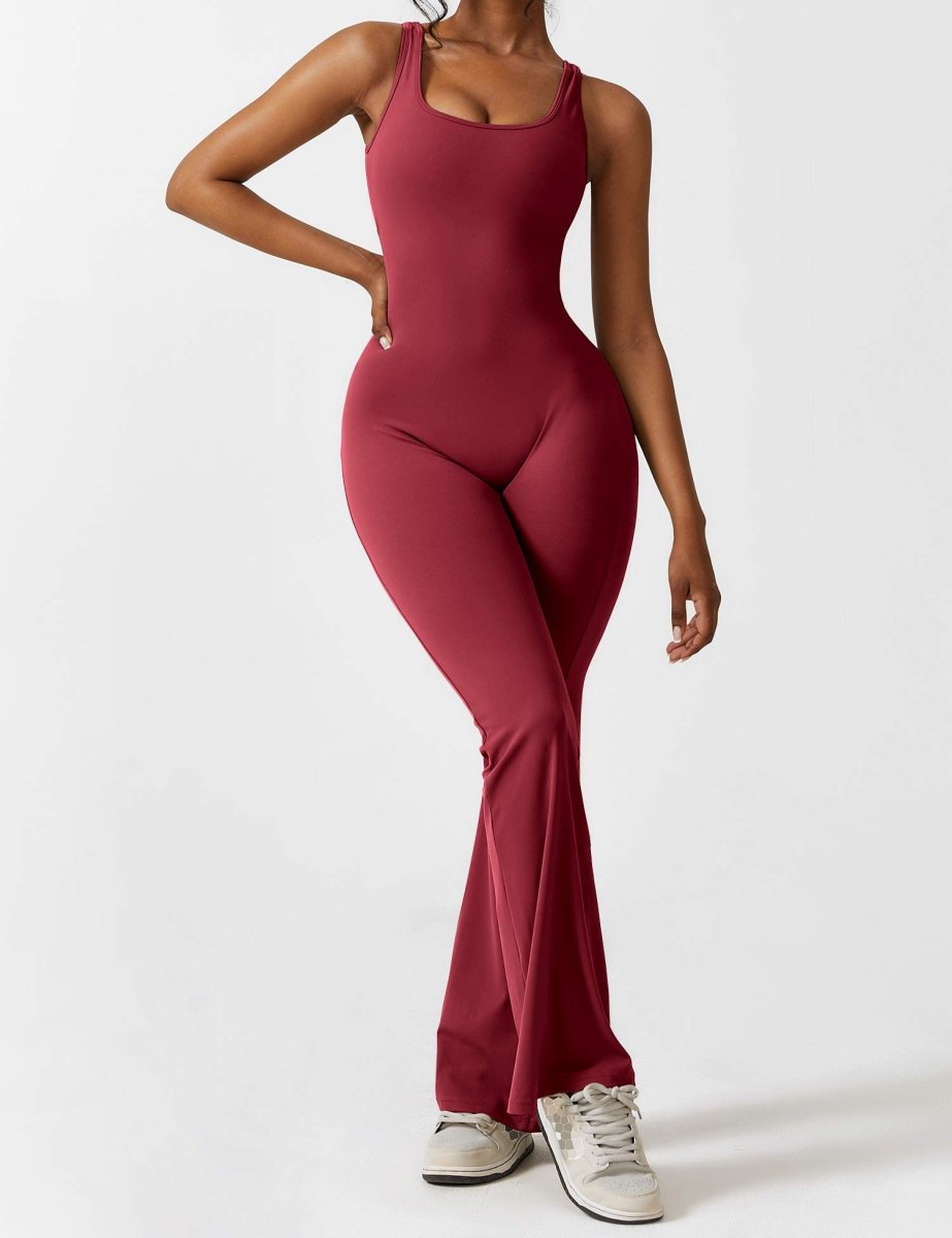 YONCE™ | Ausgestellter Jumpsuit mit V-Rücken